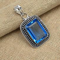 Glorious Tanzanite Gemstone 925 Sterling Silver Jewelry Handmade Pendant For Women 1.77 inches mėlyna