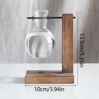Terrarium Hydroponic Plant Vases Vintage Wooden Frame Glass Flower Pot Transparent Vase Tabletop Plants Bonsai Home Decor