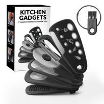 Multi-functional Kitchen Gadgets Set: Peelers, Herb Grinders, Garlic Mincers, Can Openers, Cheese Graters, Pizza Cutters, and Spice Sets juoda