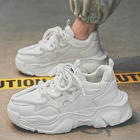 Men's Fashionable Mesh Breathable Dad Shoes - Casual Thick-Soled Running Sneakers 44 balta