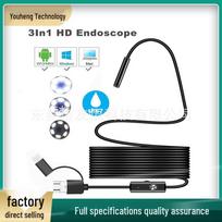 HD 3-in-1 Waterproof Android Industrial Endoscope 5.5mm 1m Flexible