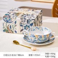 High Value Light Retro Coffee Cup Saucer Ceramic Mug With Spoon Breakfast Cup Oatmeal Bowl Heating Milk Bowl 400ml