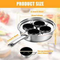 Egg Poacher Pan Stainless Steel Egg Steamer Kitchen Universal Induction Cooktop Egg Steamer Frying Pan for Breakfast Steamed Egg