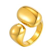 Vnox Smooth Glossy Hug Open Rings For Women Stainless Steel Simple Female Rings Gold Color Geometric Aesthetic Jewelry Gift 8