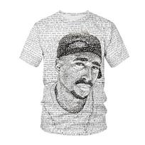 Raperis Tupac 2pac 3D spausdinimo vasaros mados vyriški marškinėliai Drabužiai Laisvalaikio trumpomis rankovėmis marškinėliai stilingiems vyrams Viršūnės Marškinėliai Drabužiai 2XS