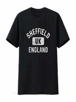 unisex Sheffield England UK Gym Style Distressed White Print T Shirt Black Vintage Washed Stylish Casual Homme S įvairiaspalvis