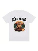 Bober Kurwa Bobr Fashion Cotton T-Shirt Funny Meme Graphic Womens Hip Hop Short Sleeve Loose Tshirt Comfortable T-Shirt S įvairiaspalvis