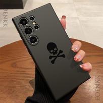 Black Skull Smiling Devil Print Phone Case for Samsung Galaxy S25 S24 S23 S22 S21S20 Note 10 20 Lite Ultra FE Plus 5G Soft Cover Note 20