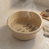 Massage Foot Basin Sturdy and Bath Spa Tub for Home Yellow with Wheels