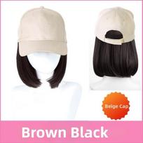 Punk Bob Wig Beige Baseball Cap Short Synthetic Hairpiece Women'S Adjustable Hip Hop Hat  Summer rudai juoda spalva