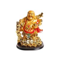 The Spiritual Living Feng Shui Laughing Buddha with Coin Chain and Wealth Pot in Hand