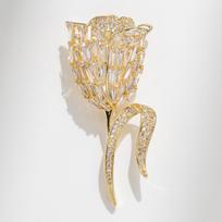 High-Quality Tulip Brooch: Gold-Plated with Micro-Set Zirconia