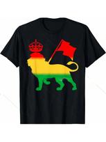 Rastafarian Lion Guitar Jamaican Rasta Music Jamaica Souvenir T-Shirt Rasta Creative Tops Casual Wounisex Short Sleeve Clothes S įvairiaspalvis