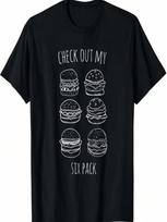 CHECK OUT MY SIX PACK Funny Burger Fast Food Burger T-Shirt S įvairiaspalvis