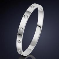 Ten Diamond Titanium Steel Bracelet with Zirconia Inlay - Star Design, Colorfast, Stainless Steel.