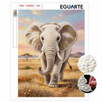 5D Round Pearl Painting Kit Majestic Elephant Pattern DIY Handmade Rhinestone Art Home Interior Decor Gift 30x40cm