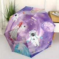 1pc Purple astronaut Automatic Folding Umbrella: Compact & Lightweight Retractable Design for Outdoor Adventures Daily use, bi