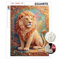 Majestic Lion Pearl Kit 5D Round Rhinestone Art Handmade Wall Picture Elegant Home Decor Present for Daily and Holiday Use 30x40cm