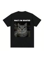 Wait A Minute I'm A Goat Funny Expression Pack Cat T-Shirt Wounisex's Casual T-Shirt Hip-Hop Retro T-Shirt Street Wear Graphic Y2K S įvairiaspalvis