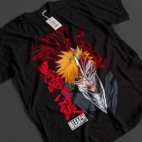 Bleach Anime Shirt Ichigo Bankai T-Shirt Byakuya Tshirt Aizen Zaraki Unisex Tee M