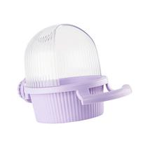 Convenient Bird Cage Hanging Plastic Feeder Box Parrots Food Dispenser Box for Pet Owners Providing Large Food Storage violetinė