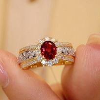 New Fashion Lab Ruby Full Zircon Ring For Women Upscale Eternity Ring Jewelry Wedding Engagement Party Anniversary Birthday Gift resizable