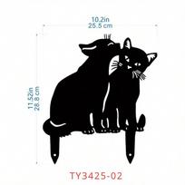 Metal Cat Fence Art Ornament, Whimsical Garden Decor for Outdoor Party Decoration TY3425-01