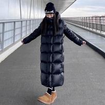 Moteriška žieminė striukė Parka Ilgas paltas Laisvas laisvas paltas Moteriški drabužiai Viršutiniai drabužiai Medvilniniai pūkiniai gobtuvai L juoda