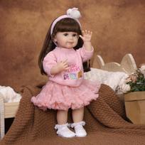 KEIUMI Full Silicone Vinyl 22 Inch Cute Reborn Baby Doll Realistic 3D Skin Washable Doll Toy Christmas Gift 22 inch