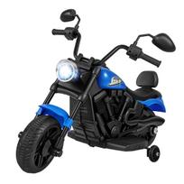 Vaikiškas elektrinis motociklas tamsiai mėlynas