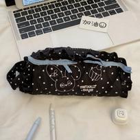Cartoon Dumpling Shape Pen Bag Lace Design Zipper Stationery Bag Large Capacity Handheld Pen Box Back To School