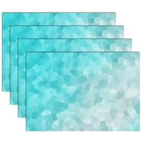Geometriniai padėkliukai (4 vnt.) Mėlynai žali staltiesės padėkliukai valgomojo, virtuvės dekoravimui 4PCS
