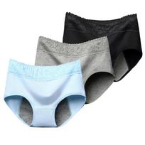 Women's High Waist Lace Briefs, Cotton Underwear Pack of 3, Comfortable and Breathable Panties for Everyday Wear M mėlyna