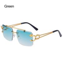 Fashion Rimless Metal Eyewear Rimless Sunglasses Shades Steampunk Sun Glasses Cheetah Decoration žalia