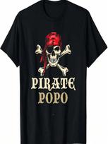 Pirate Popo Skull Costume Halloween Funny T-Shirt S įvairiaspalvis