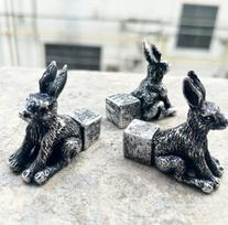 3pcs Resin Rabbit Plant Pot Stand, Vintage Garden Ornament, Balcony Patio Plant Holder, Rabbit Figurine Home Decor Gift