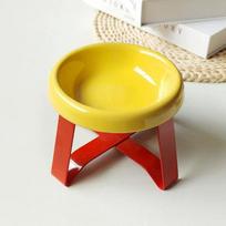 Stylish 15° Tilt Anti-Spill Elevated Pet Food Bowl, High-Leg Cat and Dog Dish, Pet Feeding Bowl with Cervical geltona