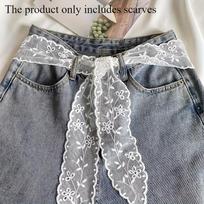 1Pc Elegant Floral Long Ribbon Headband, Vintage Lace Scarf Belt, Machine Washable, Ideal for Wedding and Daily Matching
