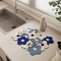 Wear-resistant printed diatomite mat, high water absorption, non-slip design for coffee machines and sink areas