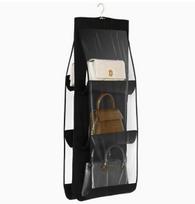 6 Pocket Hanging Handbag Organizer For Wardrobe Closet Waterproof Storage Bag Door Wall Clear Sundry Bag With Hanger Pouch juoda
