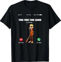 Tung Sahur Calling Funny Fishing Brainrot Joke Boys Meme T-Shirt S