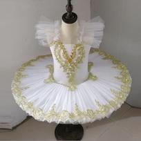 Children's Ballet Tutu Puffy Tulle Skirt Girls Camisole Swan Lake Performance Costume 110 balta