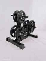 Home Barbell and Dumbbell Plate Storage Rack with Large and Small Hole Compatibility for Fitness Rooms Steel