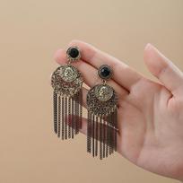 Women's Retro Bohemian Tassel Rhinestone Earrings: High-End Niche Luxury