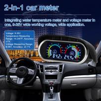 2 viename Automobilio vandens temperatūros matuoklis Voltmeteris LCD skaitmeninis ekranas su signalizacija 1 8NPT jutiklis Automobiliui Sunkvežimiui Visureigiui Kemperiui blue
