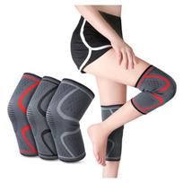 Tri-Color Anti-Slip Stretch Nylon Knee Brace for Outdoor Cycling and Mountaineering Black L (Leg Circumference 42-47cm)