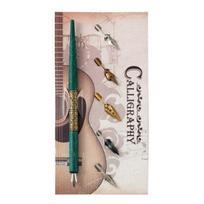 With 5 Nibs Dip Pen Set Wood Handle Dipping Pen Multifunction Calligraphy Pen  School Supplies žalia