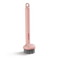 Dish Brush With Handle Kitchen Scrub Brushes For Cleaning Dish Scrubber With Stiff Bristles For Sink Pots Pans rožinė