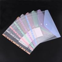 6Pcs A4 Clear Loose Leaf Binder Pockets 11 Holes Ring Document Folder with Snap Button 6pcs random colors