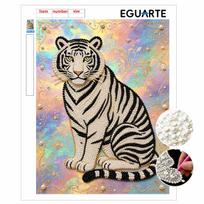 5D Pearl Kit Majestic Tiger Pattern DIY Rhinestone Art Relaxing Handmade Ornament Home Wall Desktop Decoration for Beginners 30x40cm